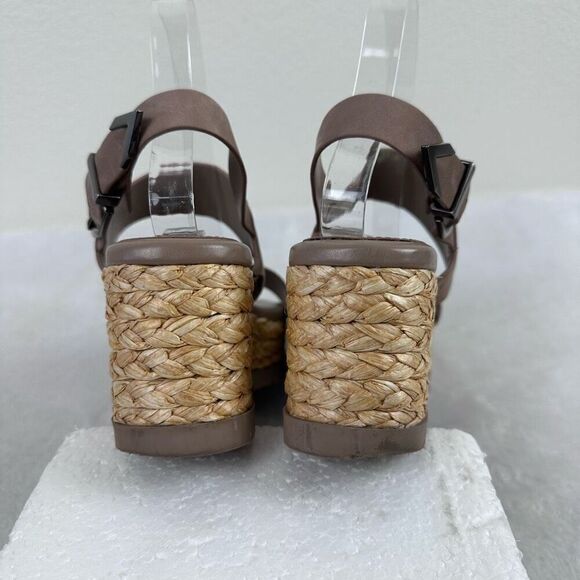 Vince Camuto Women's 8.5 Miapelle Platform Wedge Sandal Brown Leather Espadrille - Picture 6 of 8